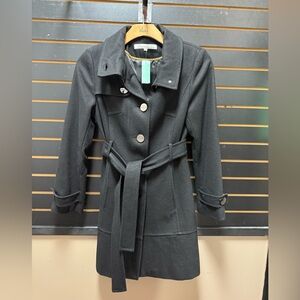 Kenneth Cole Wool Blend Belted Trench Coat Women’s Size 8 – Black